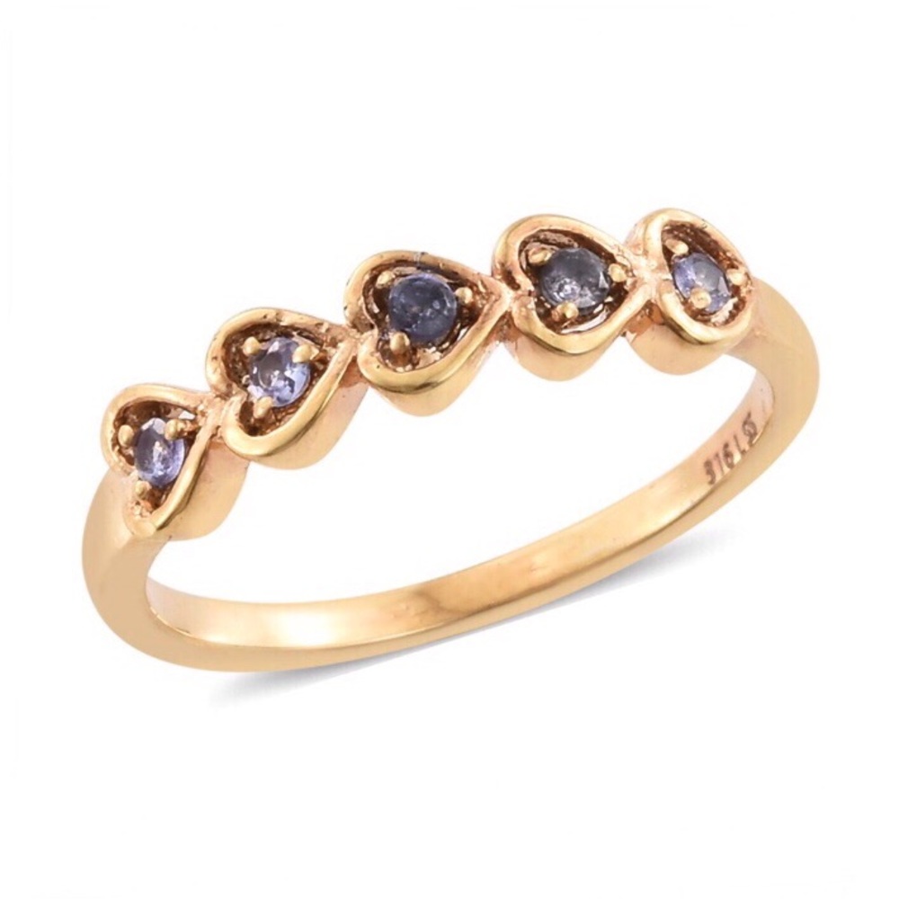 NEW Tanzanite 14K Gold Overlay Heart Ring Size 5